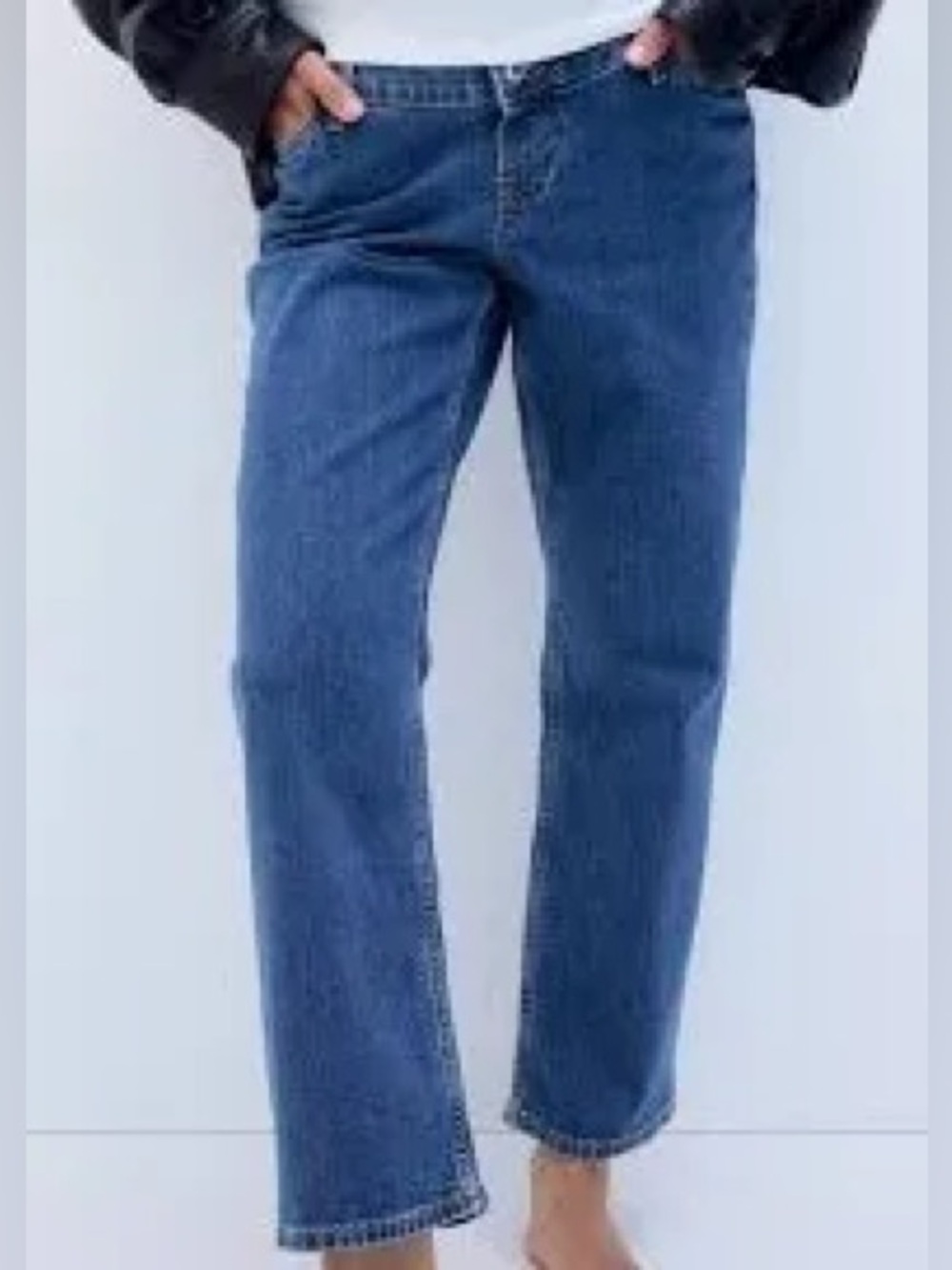 H&M mama before and after straight low ankle blue jean maternity size S